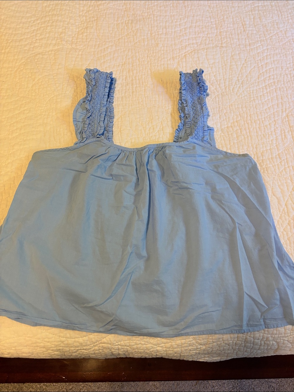 Xirena Blue Ruffled Strap Women's Tank Top XS
